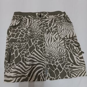 Zebra Print Cargo Shorts cotton fabric